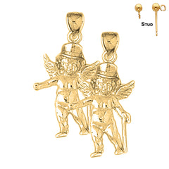 Sterling Silver 31mm Angel Earrings (White or Yellow Gold Plated)