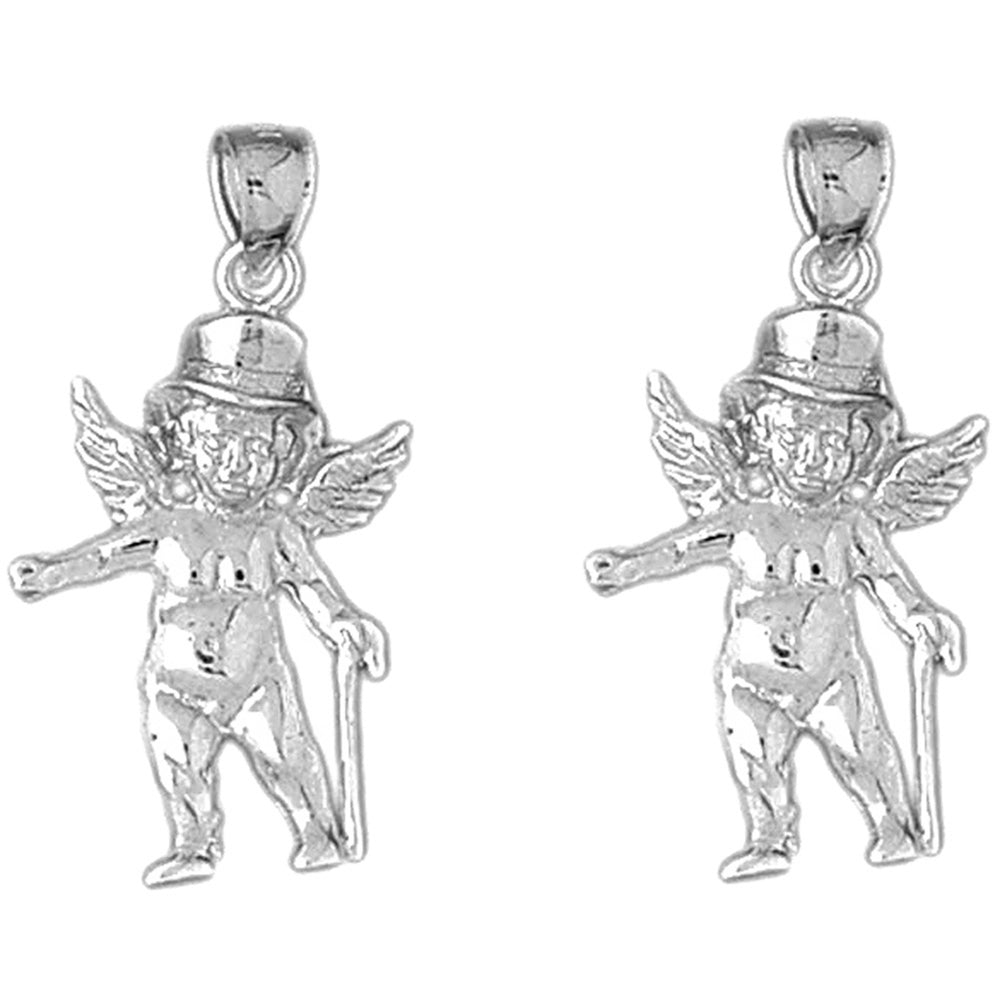 Sterling Silver 31mm Angel Earrings