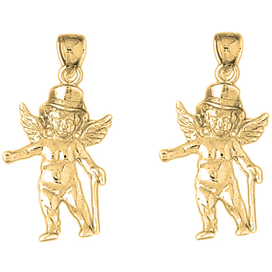 Yellow Gold-plated Silver 31mm Angel Earrings