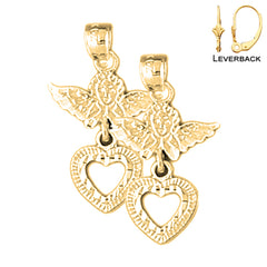 Sterling Silver 24mm Angel Earrings (White or Yellow Gold Plated)