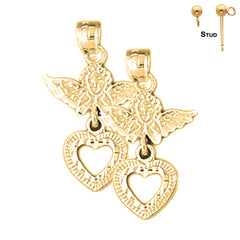 Sterling Silver 24mm Angel Earrings (White or Yellow Gold Plated)