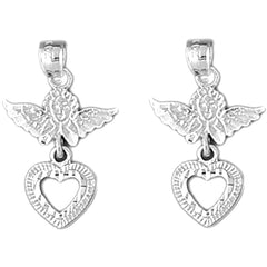 Sterling Silver 24mm Angel Earrings