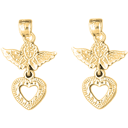 Yellow Gold-plated Silver 24mm Angel Earrings