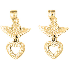 Yellow Gold-plated Silver 24mm Angel Earrings