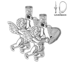 Sterling Silver 22mm Angel Earrings (White or Yellow Gold Plated)