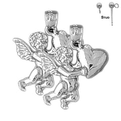 Sterling Silver 22mm Angel Earrings (White or Yellow Gold Plated)