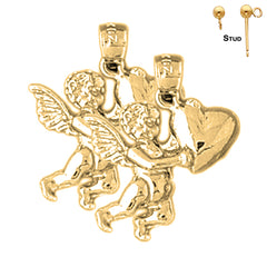 Sterling Silver 22mm Angel Earrings (White or Yellow Gold Plated)