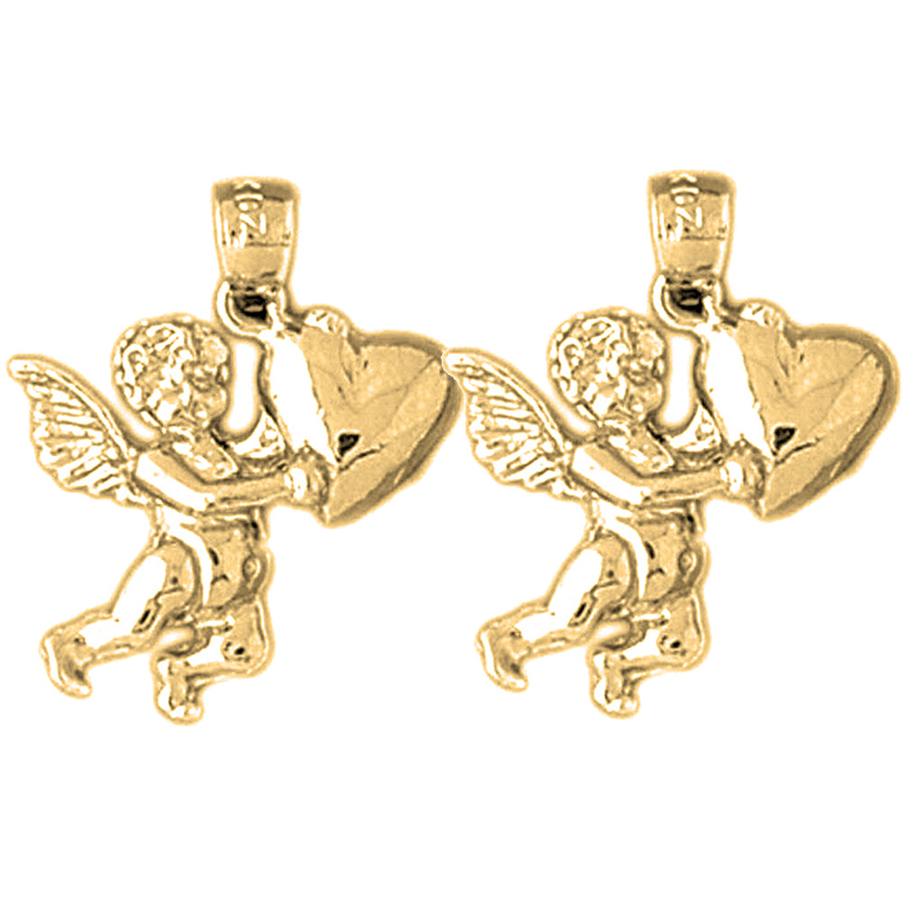 Yellow Gold-plated Silver 22mm Angel Earrings