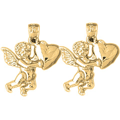 Yellow Gold-plated Silver 22mm Angel Earrings