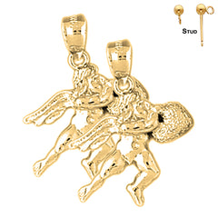 Sterling Silver 25mm Angel Earrings (White or Yellow Gold Plated)