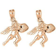 14K or 18K Gold 25mm Angel Earrings