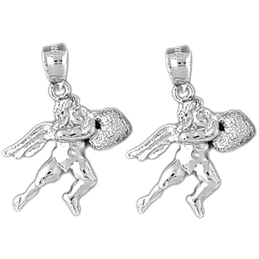 Sterling Silver 25mm Angel Earrings