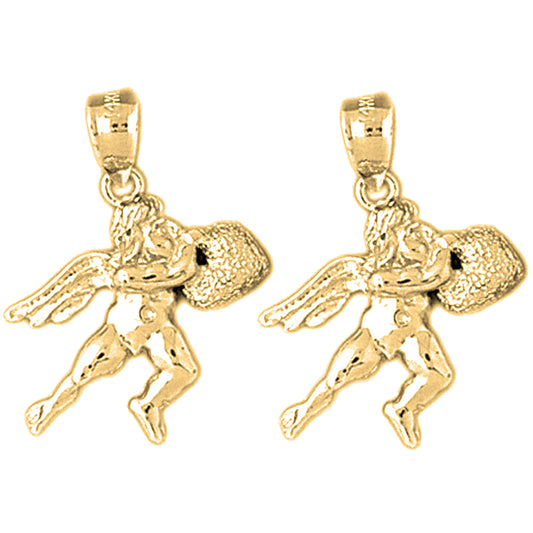 Yellow Gold-plated Silver 25mm Angel Earrings