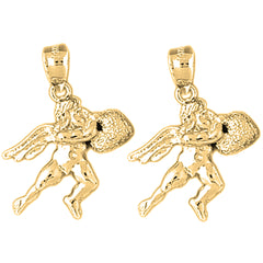 Yellow Gold-plated Silver 25mm Angel Earrings