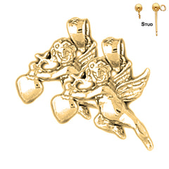 Sterling Silver 19mm Angel Earrings (White or Yellow Gold Plated)