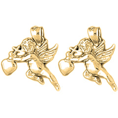 Yellow Gold-plated Silver 19mm Angel Earrings