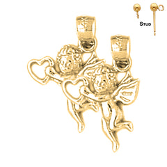 Sterling Silver 19mm Angel Earrings (White or Yellow Gold Plated)