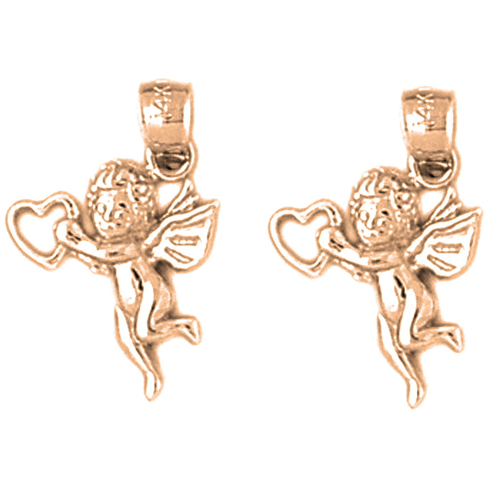 14K or 18K Gold 19mm Angel Earrings