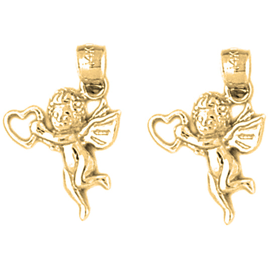 Yellow Gold-plated Silver 19mm Angel Earrings