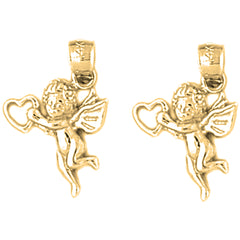 Yellow Gold-plated Silver 19mm Angel Earrings