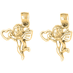 14K or 18K Gold 19mm Angel Earrings