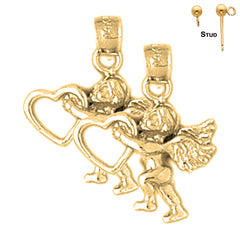 Sterling Silver 21mm Angel Earrings (White or Yellow Gold Plated)