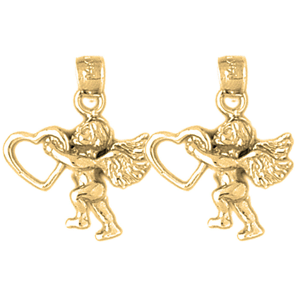 14K or 18K Gold 21mm Angel Earrings