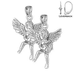 Sterling Silver 29mm Angel 3D Earrings (White or Yellow Gold Plated)