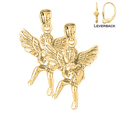 Sterling Silver 29mm Angel 3D Earrings (White or Yellow Gold Plated)