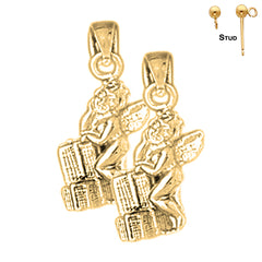 Sterling Silver 21mm Angel Earrings (White or Yellow Gold Plated)