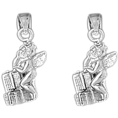 Sterling Silver 21mm Angel Earrings
