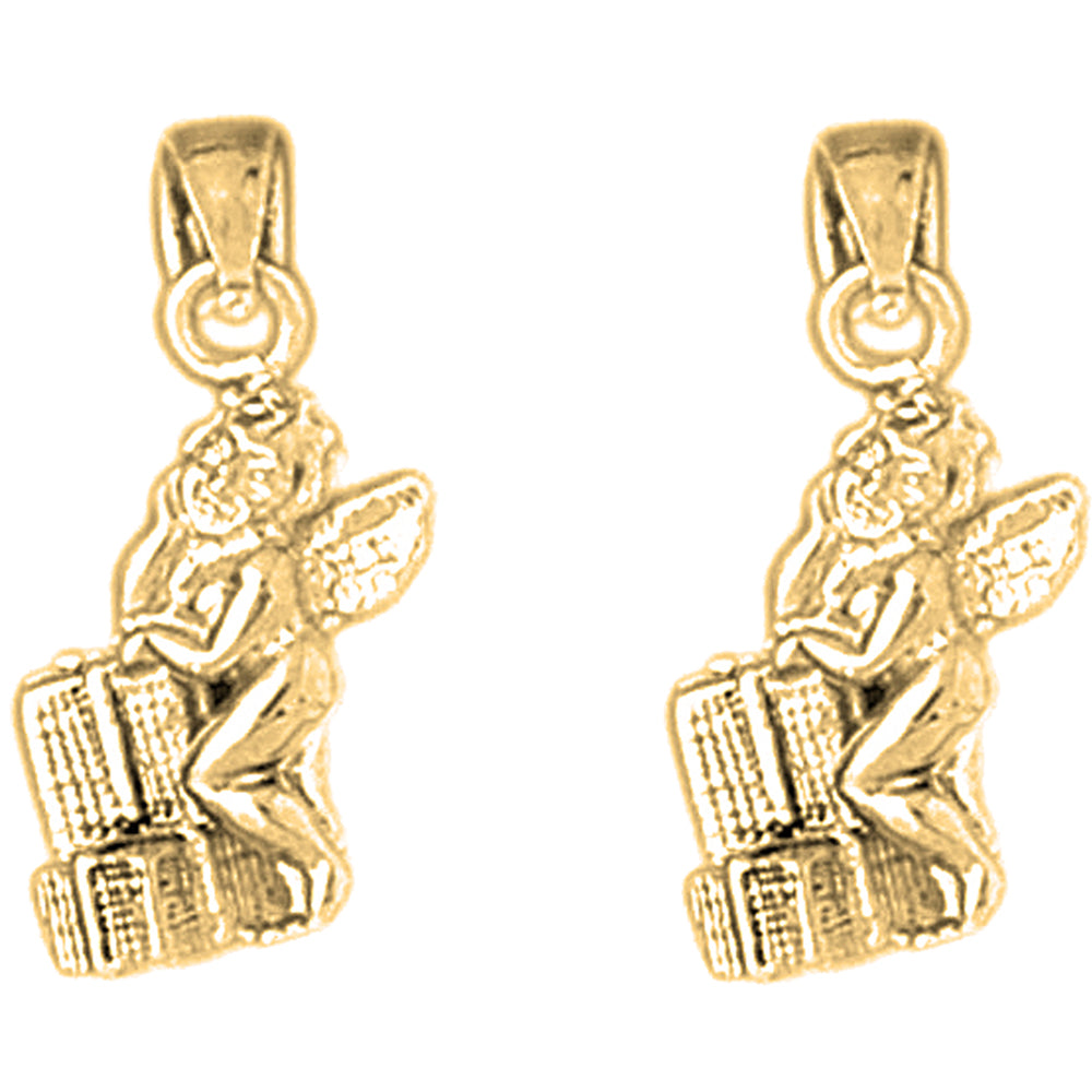 Yellow Gold-plated Silver 21mm Angel Earrings