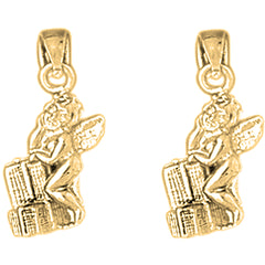 Yellow Gold-plated Silver 21mm Angel Earrings