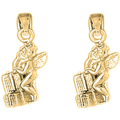 14K or 18K Gold 21mm Angel Earrings