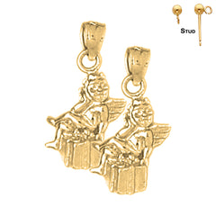 Sterling Silver 21mm Angel Earrings (White or Yellow Gold Plated)