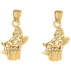 Yellow Gold-plated Silver 21mm Angel Earrings