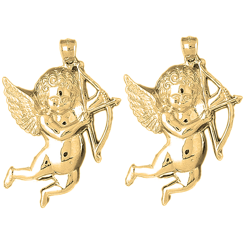Yellow Gold-plated Silver 54mm Angel Earrings