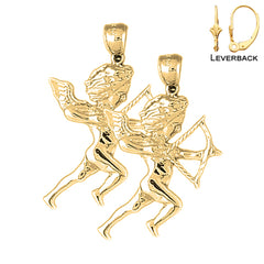 Sterling Silver 38mm Angel Earrings (White or Yellow Gold Plated)