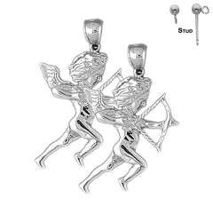 Sterling Silver 38mm Angel Earrings (White or Yellow Gold Plated)