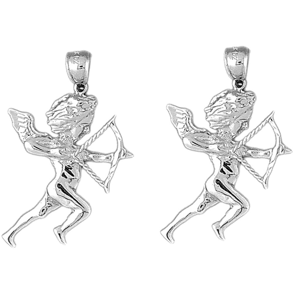 Sterling Silver 38mm Angel Earrings