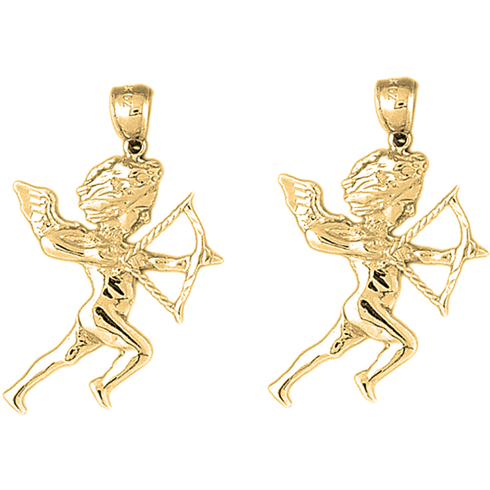 Yellow Gold-plated Silver 38mm Angel Earrings