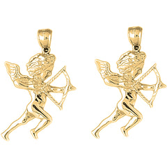 Yellow Gold-plated Silver 38mm Angel Earrings