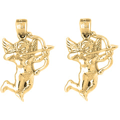 Yellow Gold-plated Silver 24mm Angel Earrings