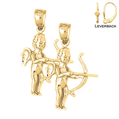 Sterling Silver 27mm Angel Earrings (White or Yellow Gold Plated)