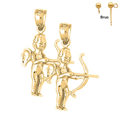 Sterling Silver 27mm Angel Earrings (White or Yellow Gold Plated)