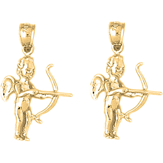 Yellow Gold-plated Silver 27mm Angel Earrings