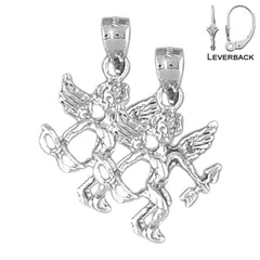 Sterling Silver 25mm Angel 3D Earrings (White or Yellow Gold Plated)