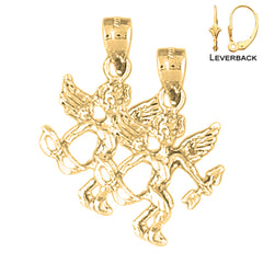 Pendientes 3D de Ángel de Oro de 14K o 18K