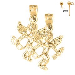 25 mm große 3D-Ohrringe mit Engel-Motiv aus Sterlingsilber (weiß- oder gelbvergoldet)