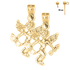 Sterling Silver 25mm Angel 3D Earrings (White or Yellow Gold Plated)